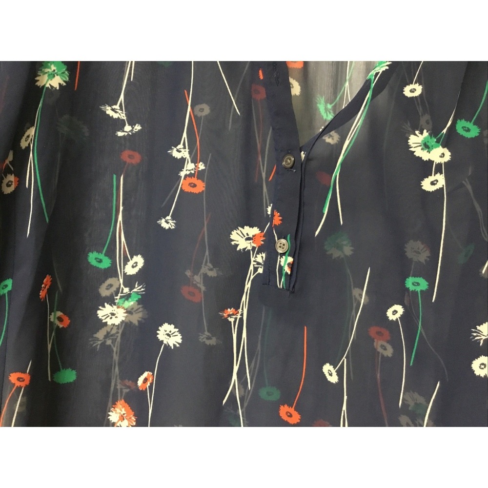 Banana Republic Sheer Floral Blouse Navy With Flowers XS Spring Boho Fairy Grung - Picture 5 of 6